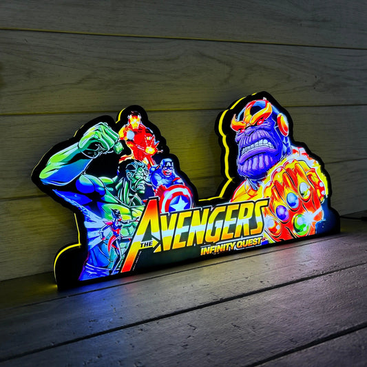 Super Hero Pinball Topper 3D Printed Lightbox, Arcade Pinball Machine Accessory,LED Light Box for Avengers Infinity Quest Fans FYLZGO Signs