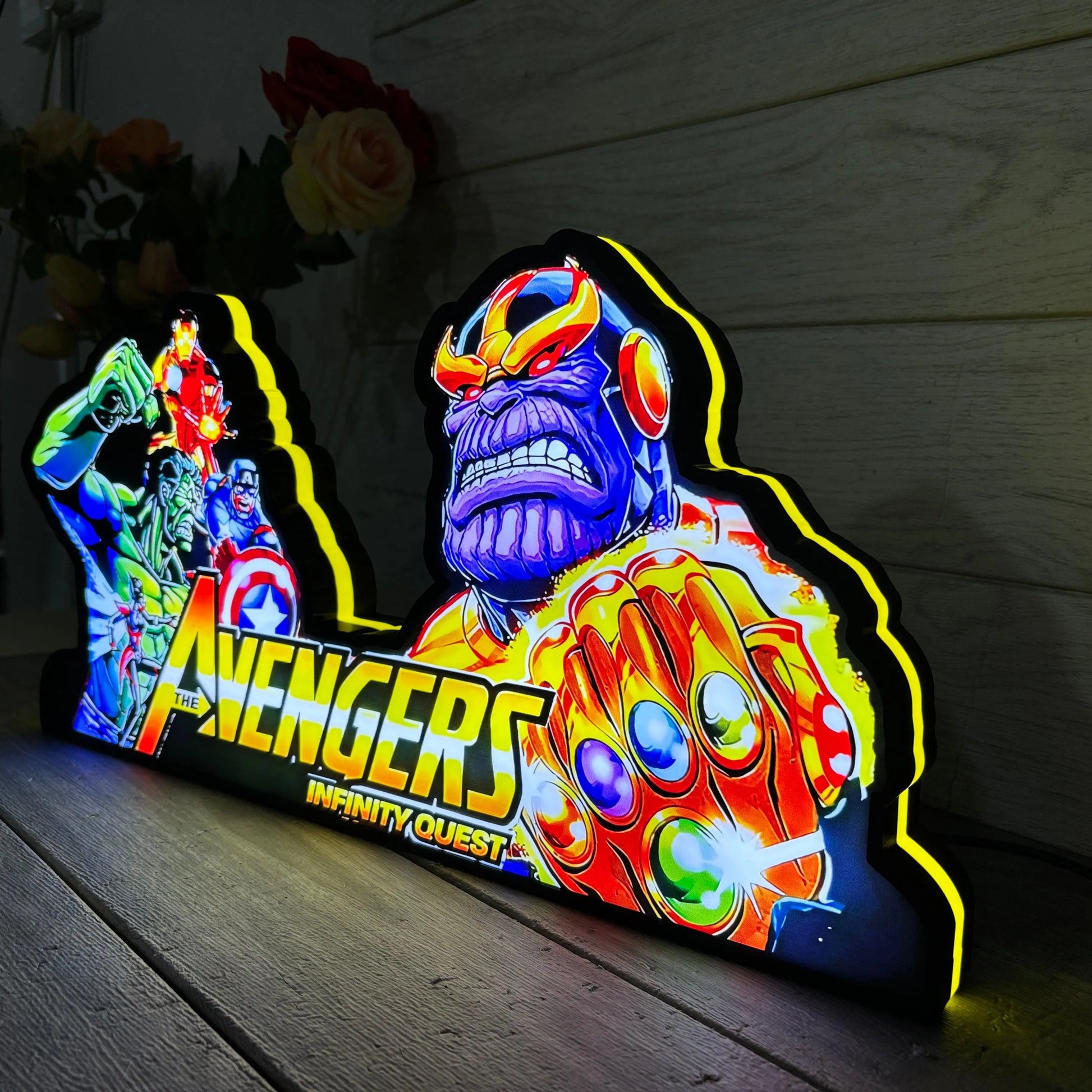 Super Hero Pinball Topper 3D Printed Lightbox, Arcade Pinball Machine Accessory,LED Light Box for Avengers Infinity Quest Fans FYLZGO Signs