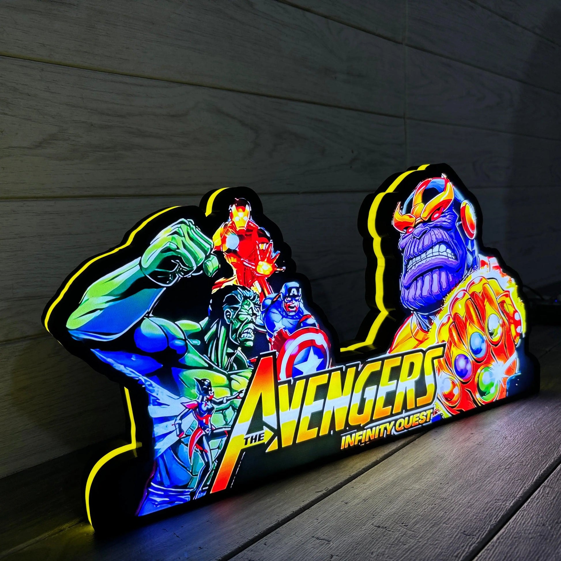Super Hero Pinball Topper 3D Printed Lightbox, Arcade Pinball Machine Accessory,LED Light Box for Avengers Infinity Quest Fans FYLZGO Signs