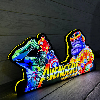 Super Hero Pinball Topper 3D Printed Lightbox, Arcade Pinball Machine Accessory,LED Light Box for Avengers Infinity Quest Fans FYLZGO Signs