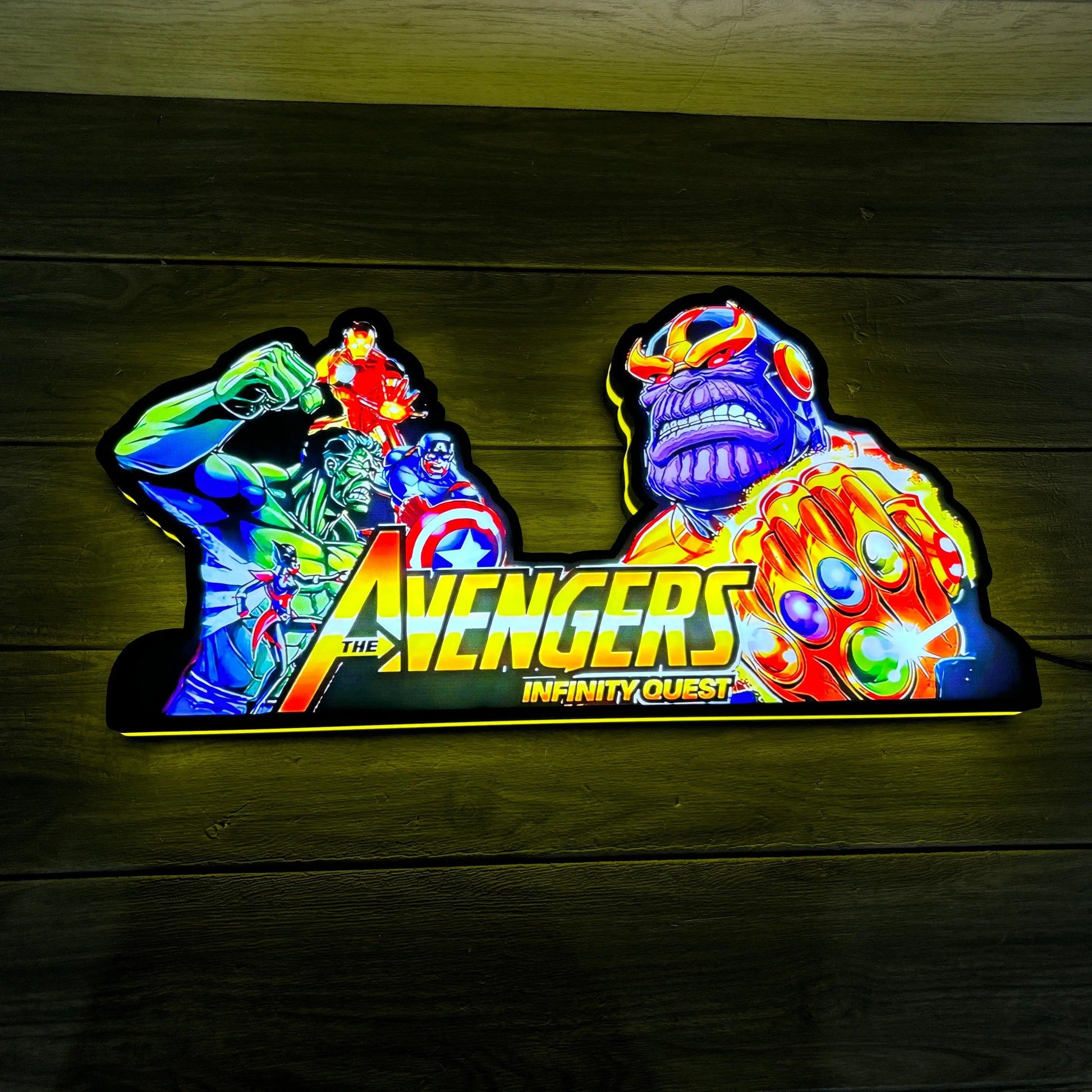 Super Hero Pinball Topper 3D Printed Lightbox, Arcade Pinball Machine Accessory,LED Light Box for Avengers Infinity Quest Fans FYLZGO Signs