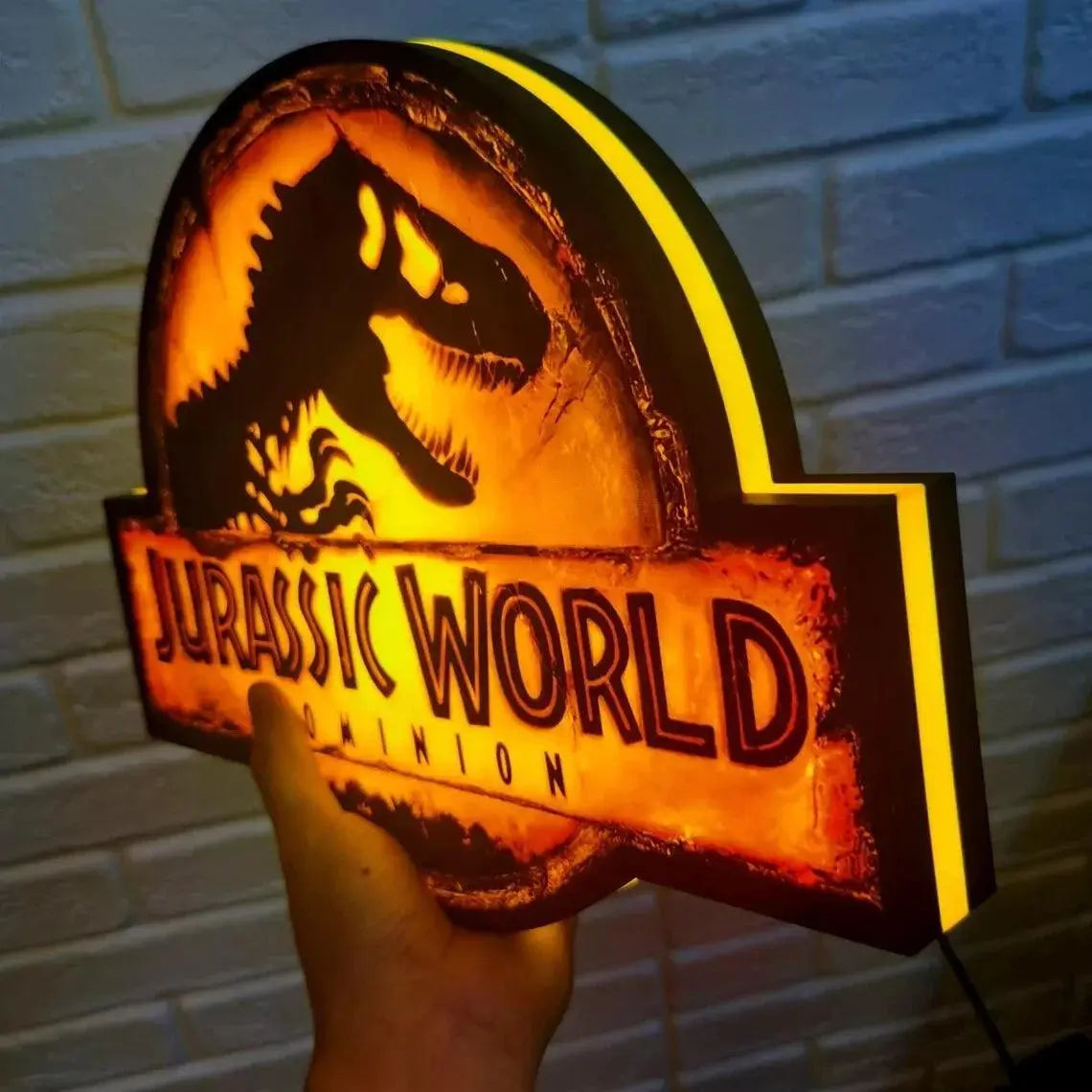 Jurassic Park Dominion Logo LED Lightbox Pinball Topper 3D Printed Light Box FYLZGO Signs