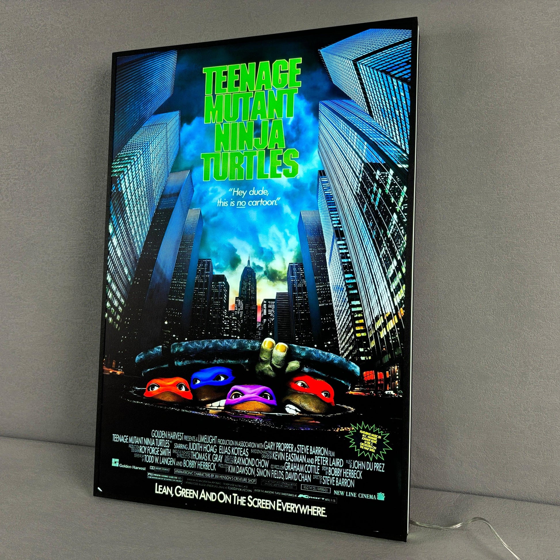 TMNT Retro Movie Poster 3D LED Light Box Fully Dimmable USB Powered FYLZGO Signs