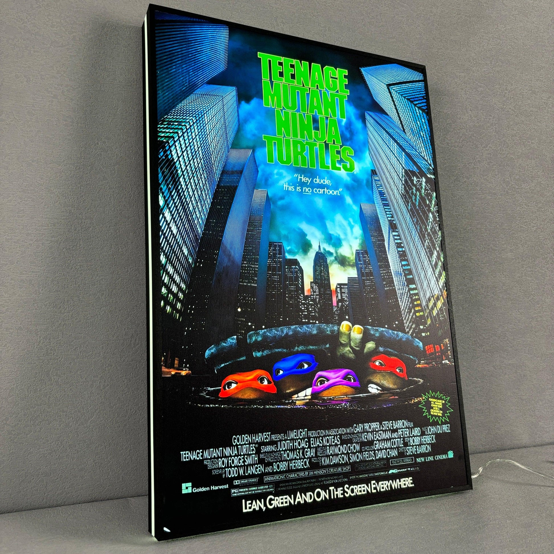 TMNT Retro Movie Poster 3D LED Light Box Fully Dimmable USB Powered FYLZGO Signs