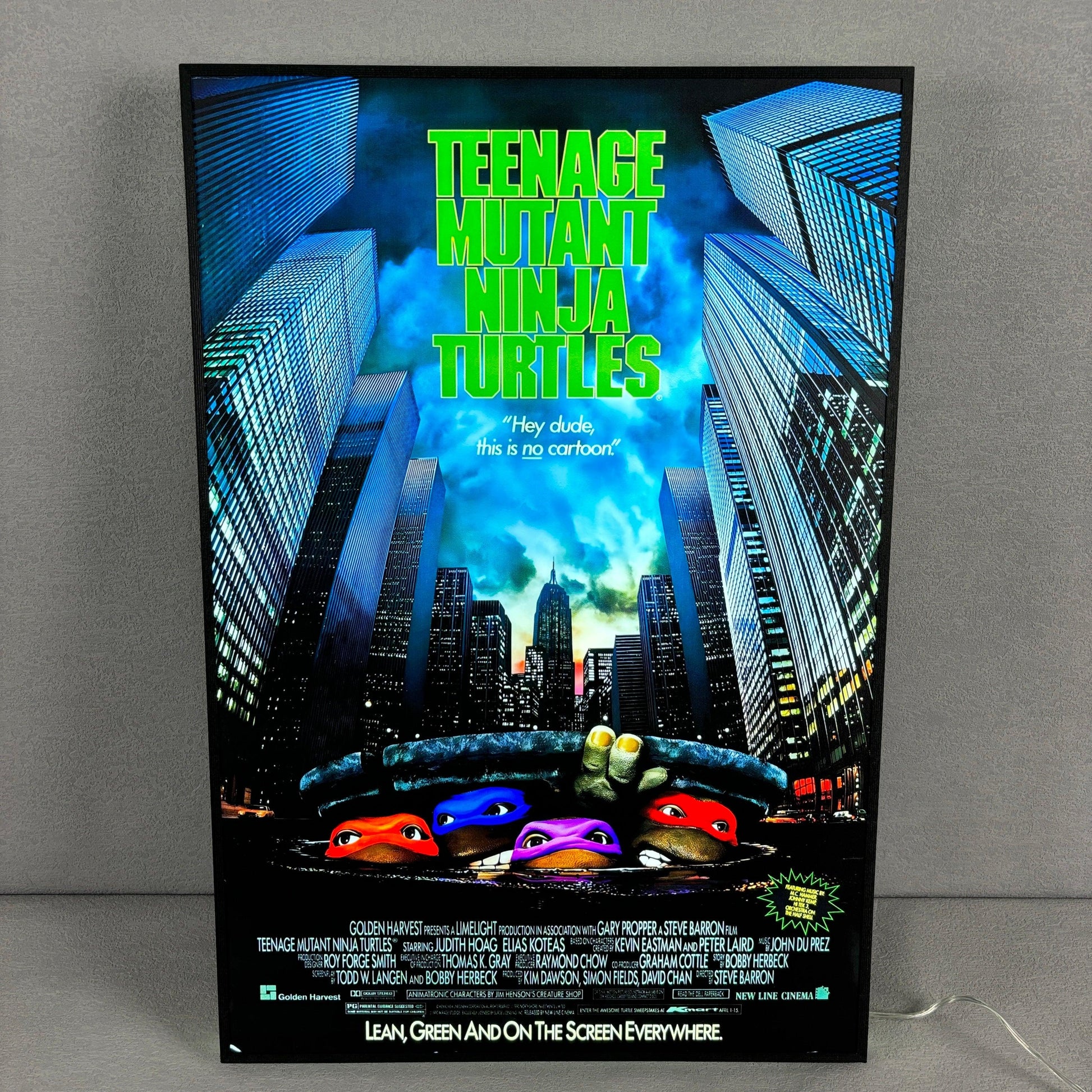 TMNT Retro Movie Poster 3D LED Light Box Fully Dimmable USB Powered FYLZGO Signs