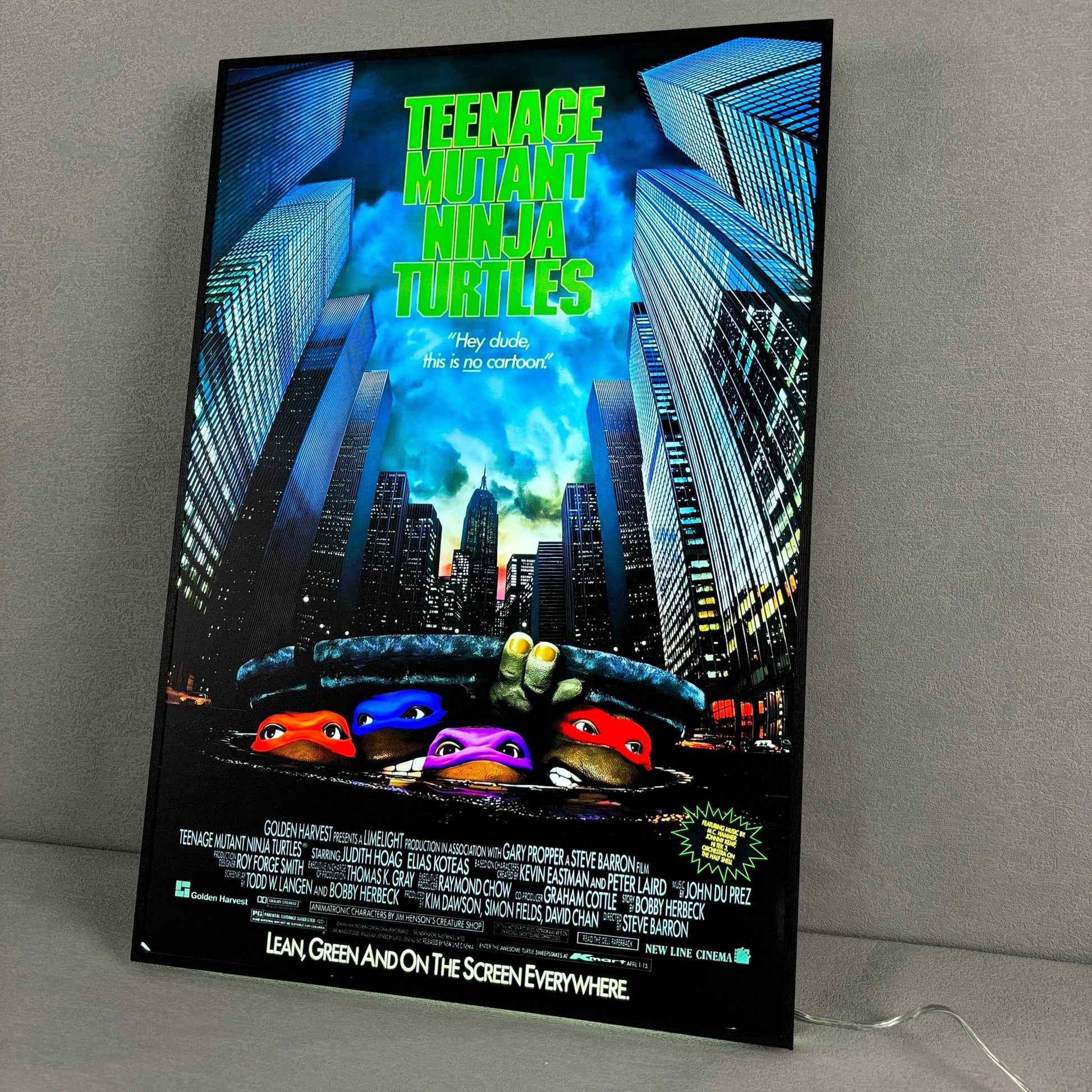 TMNT Retro Movie Poster 3D LED Light Box Fully Dimmable USB Powered FYLZGO Signs