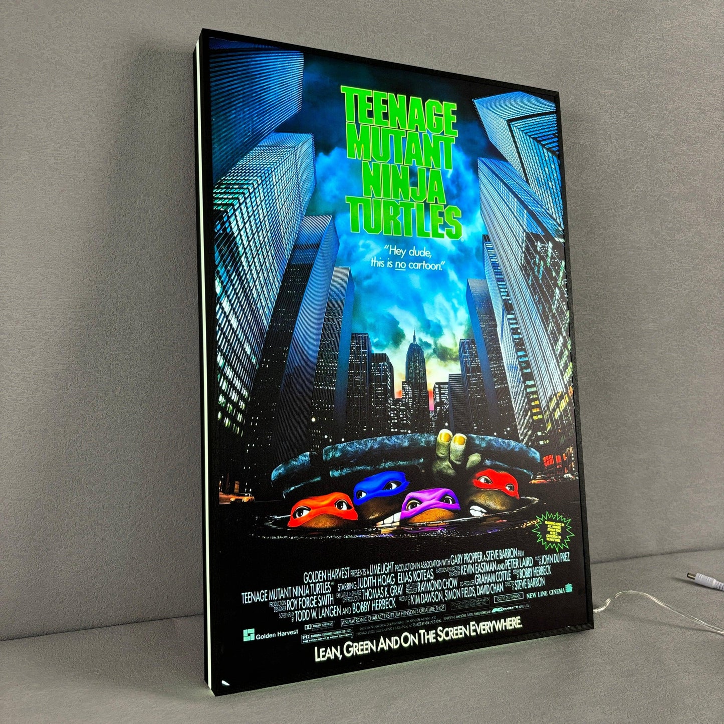 TMNT Retro Movie Poster 3D LED Light Box Fully Dimmable USB Powered FYLZGO Signs