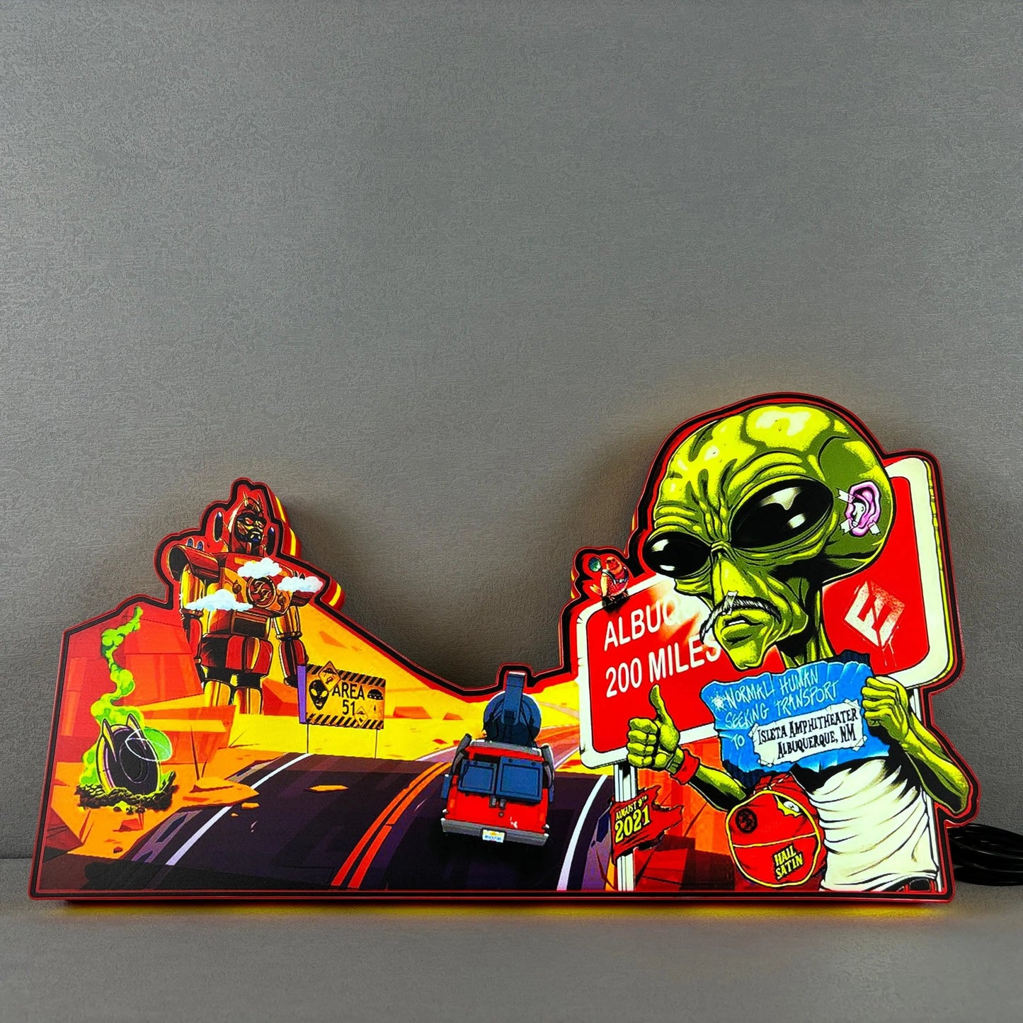 Foo Fighters Pinball Topper 3D Printed Lightbox, Rock 'n' Roll Fun, Pinball Arcade Decor, Perfect for Game Room or Pinball Machine FYLZGO Signs