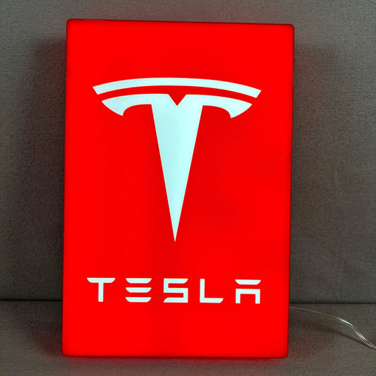 Tesla LED Lightbox, Garage Sign and Garage Decor for Tesla Model 3, Cyber Truck, Gift for men and Fathers Day Gift FYLZGO Signs
