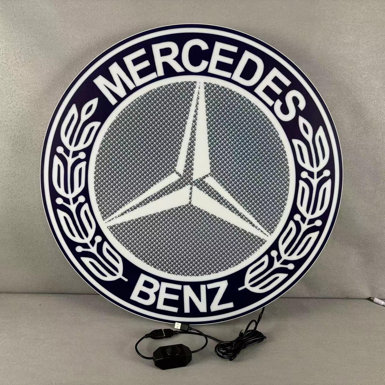 Mercedes Benz LED Light Box, Stylish USB Power Delivery, Home Decoration, Man Cave Logo FYLZGO Signs