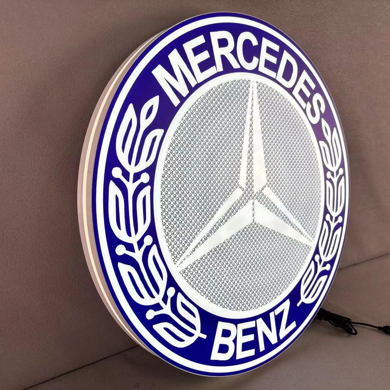 Mercedes Benz LED Light Box, Stylish USB Power Delivery, Home Decoration, Man Cave Logo FYLZGO Signs