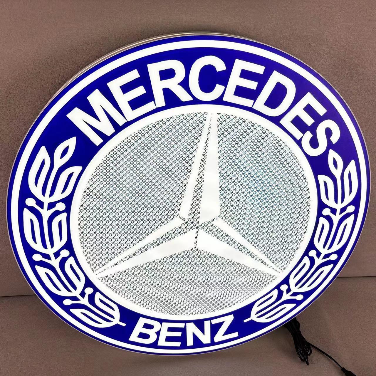 Mercedes Benz LED Light Box, Stylish USB Power Delivery, Home Decoration, Man Cave Logo FYLZGO Signs