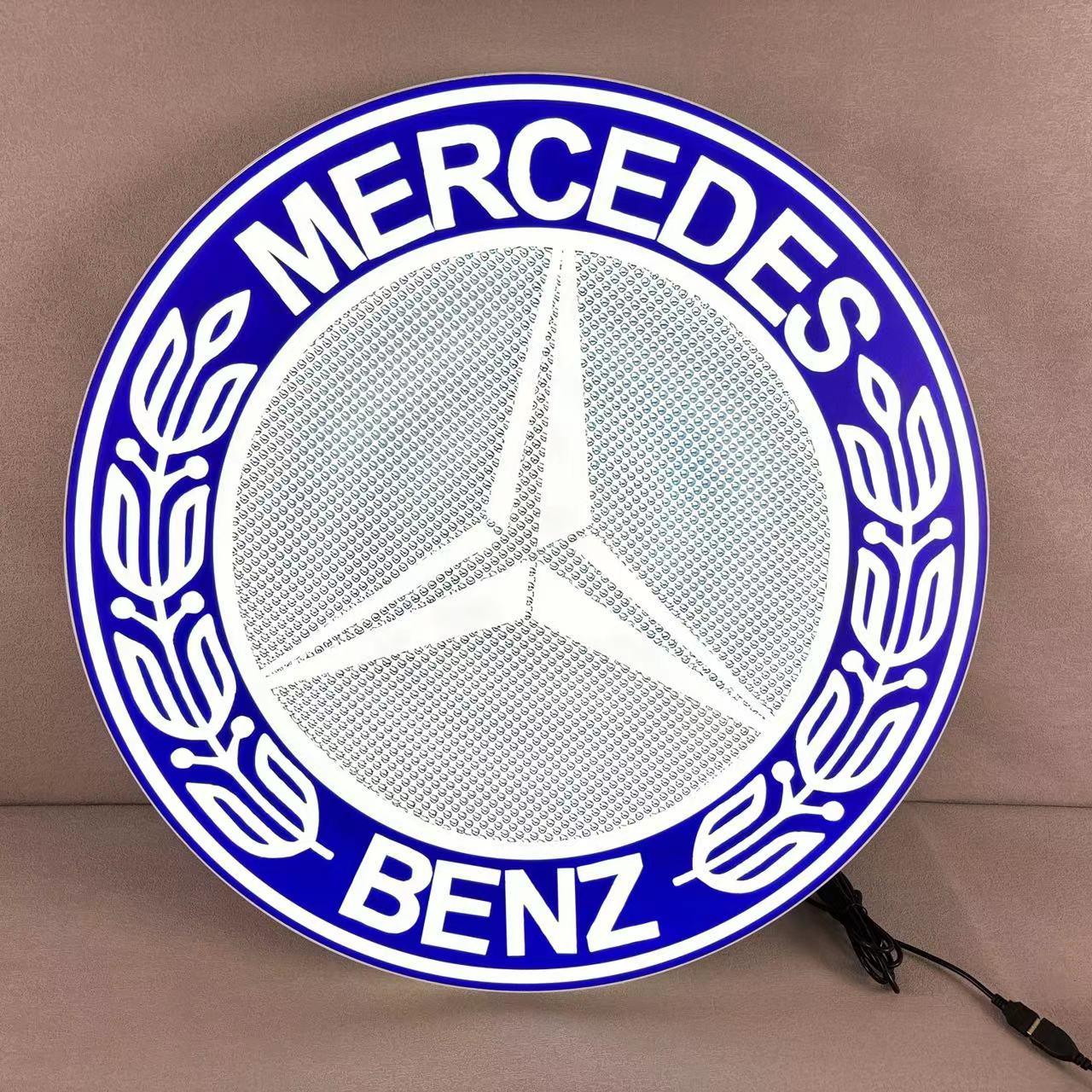 Mercedes Benz LED Light Box, Stylish USB Power Delivery, Home Decoration, Man Cave Logo FYLZGO Signs