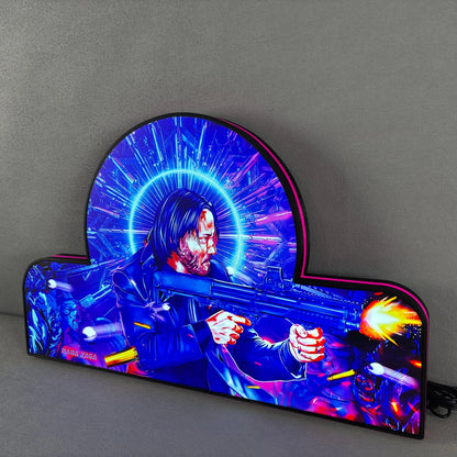 John Wick Pinball Topper, Video Game Machine LED Lightbox , Pinball Arcade Decor, Perfect for Game Room or Pinball Machine FYLZGO Signs