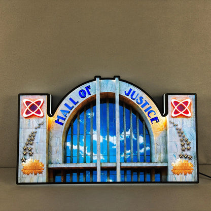 Hall of Justice in “Justice League” 3D Printed LED Lightbox for Gaming Room Decor, Classic Arcade Gaming Lightbox FYLZGO Signs