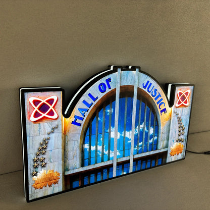 Hall of Justice in “Justice League” 3D Printed LED Lightbox for Gaming Room Decor, Classic Arcade Gaming Lightbox FYLZGO Signs
