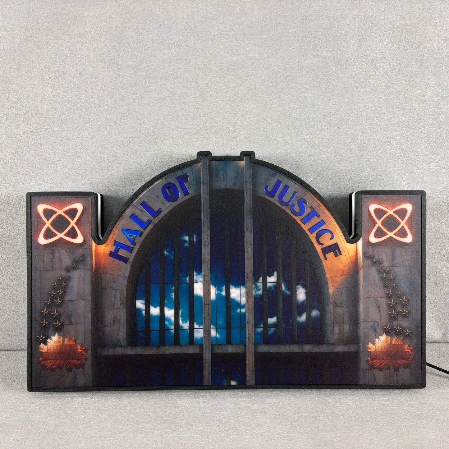Hall of Justice in “Justice League” 3D Printed LED Lightbox for Gaming Room Decor, Classic Arcade Gaming Lightbox FYLZGO Signs