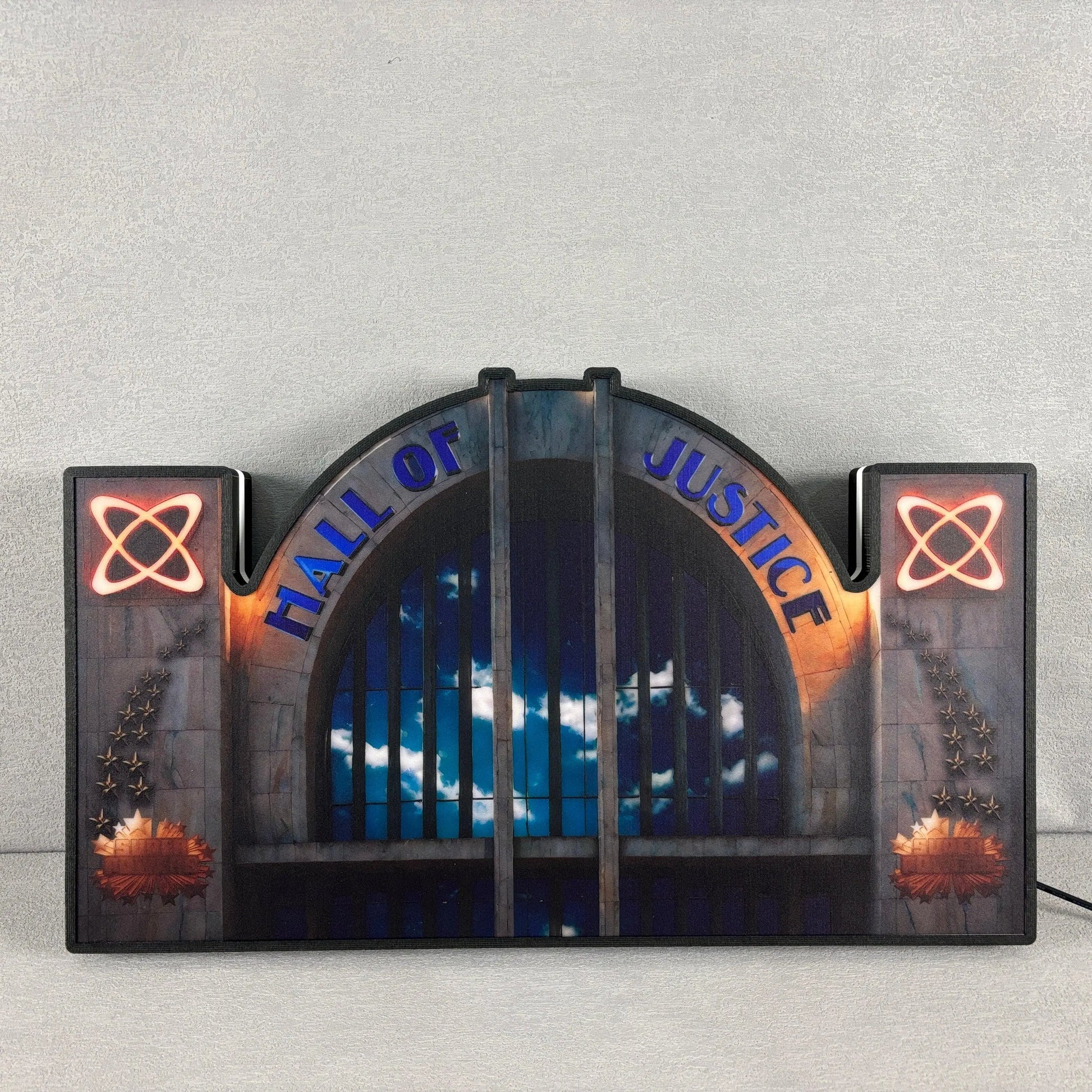 Hall of Justice in “Justice League” 3D Printed LED Lightbox for Gaming Room Decor, Classic Arcade Gaming Lightbox FYLZGO Signs