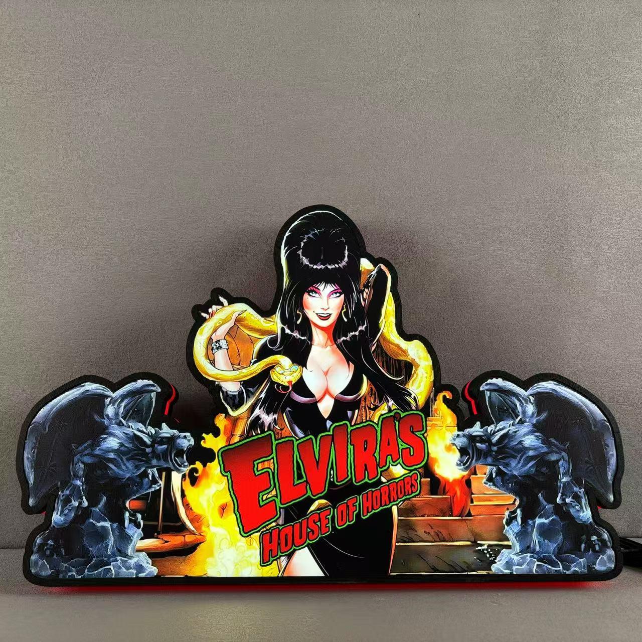 Elvira's House of Horrors Pinball Topper 3D Printed LED Light Box, Pinball Arcade Decor, Ghost Halloween Decor FYLZGO Signs