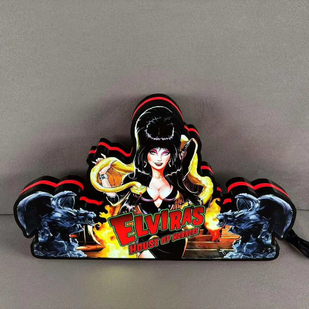 Elvira's House of Horrors Pinball Topper 3D Printed LED Light Box, Pinball Arcade Decor, Ghost Halloween Decor FYLZGO Signs