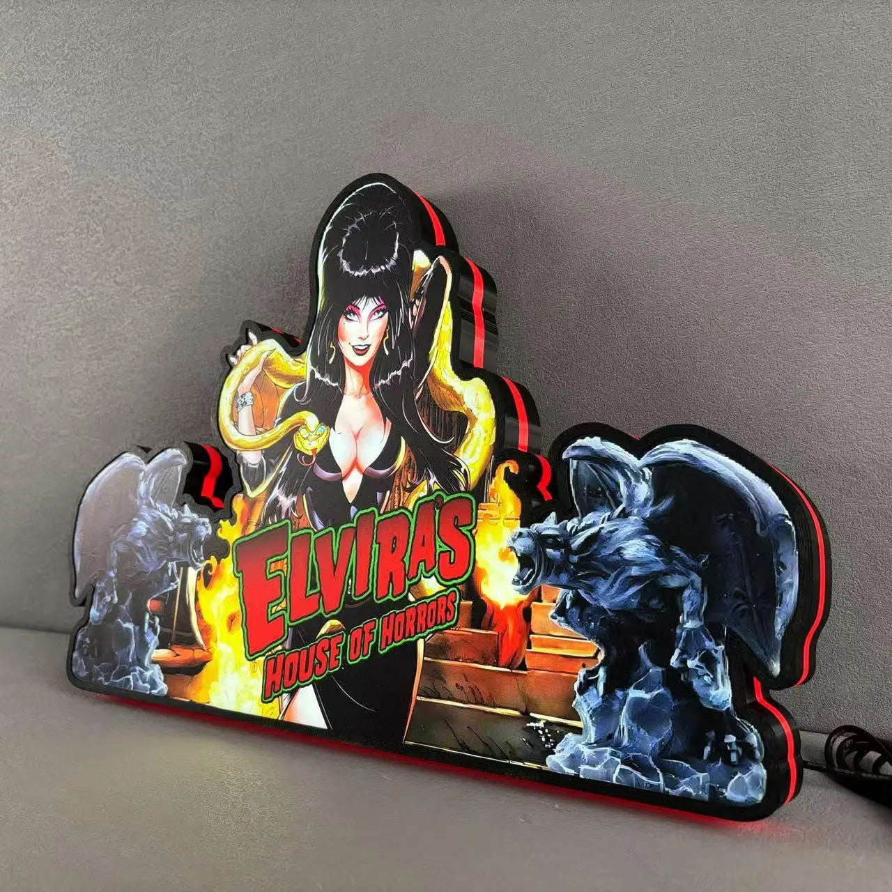 Elvira's House of Horrors Pinball Topper 3D Printed LED Light Box, Pinball Arcade Decor, Ghost Halloween Decor FYLZGO Signs