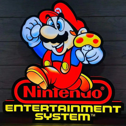 Nintendo Entertainment System with Mario SNES Video Game 3D Printed Lightbox FYLZGO Signs