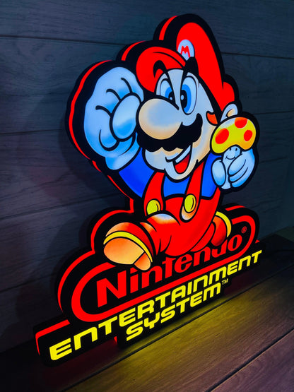 Nintendo Entertainment System with Mario SNES Video Game 3D Printed Lightbox FYLZGO Signs