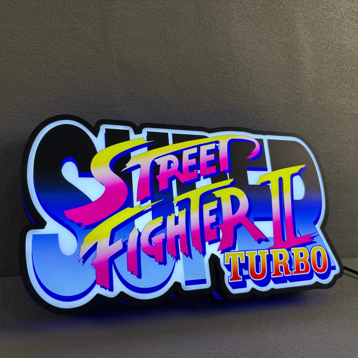 Street Fighter II Turbo 3D Printed LED Lightbox for Gaming Room Decor FYLZGO Signs