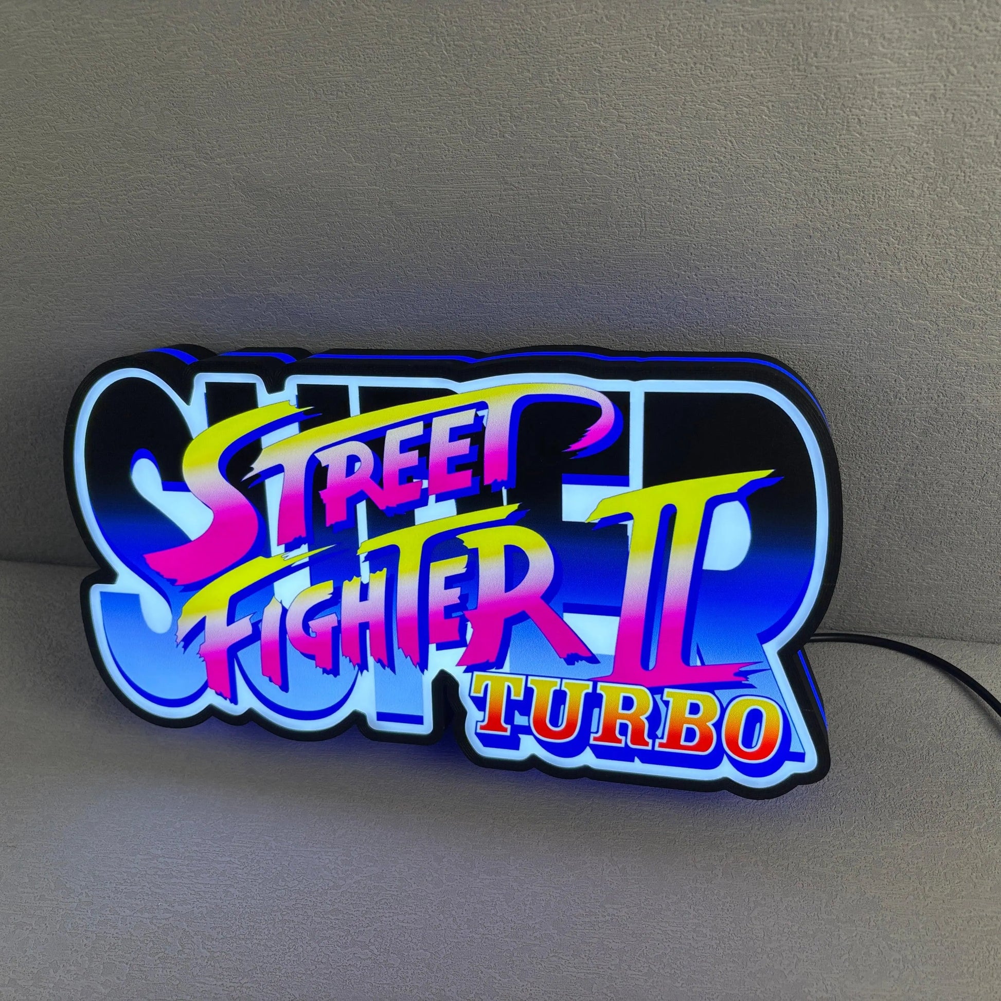 Street Fighter II Turbo 3D Printed LED Lightbox for Gaming Room Decor FYLZGO Signs