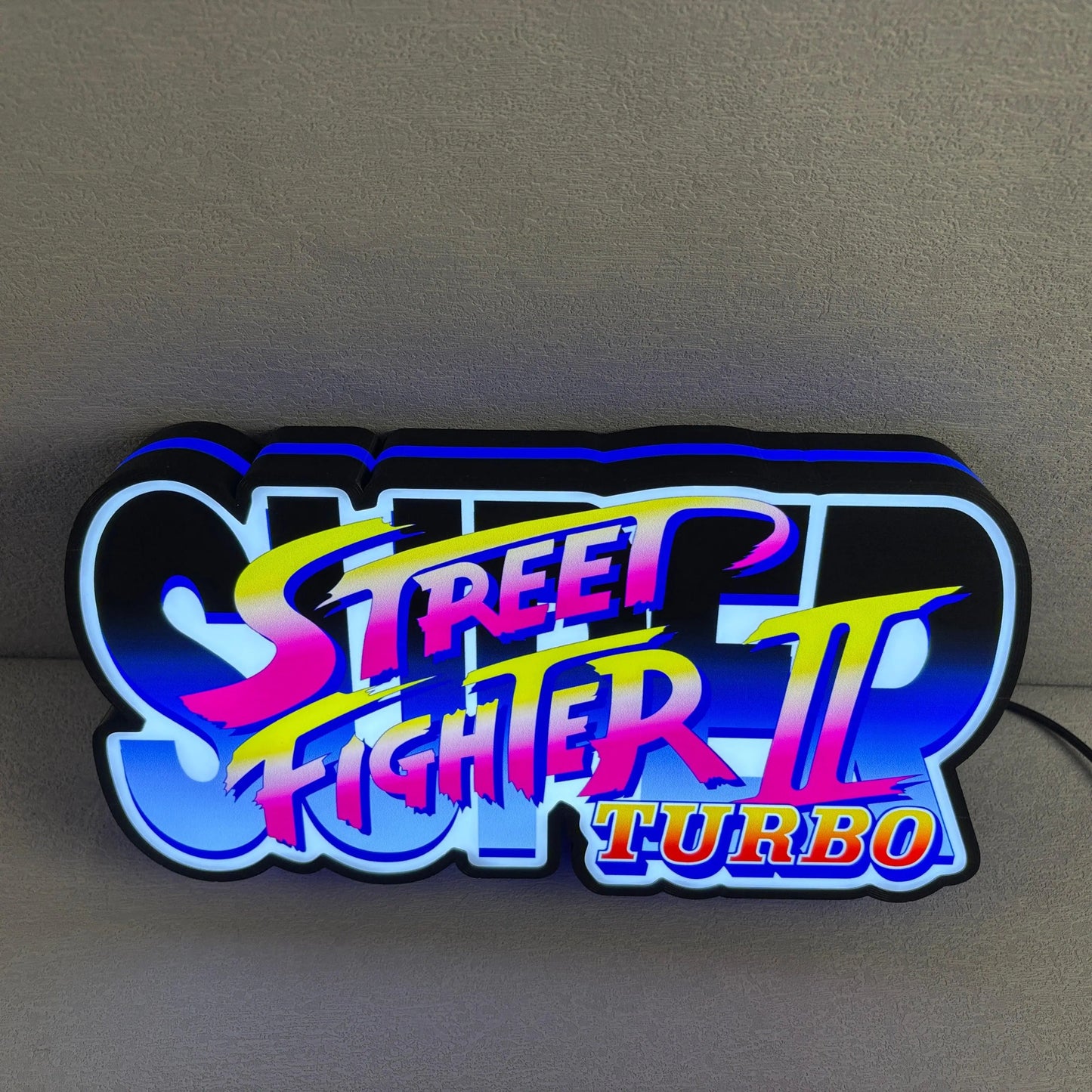 Street Fighter II Turbo 3D Printed LED Lightbox for Gaming Room Decor FYLZGO Signs