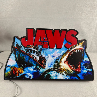 Jaws Pinball Topper, Designed for Stern Jaws Pinball 3D printed lightbox housing with RED Halo effects, LED, Dimmable, and USB powered FYLZGO Signs