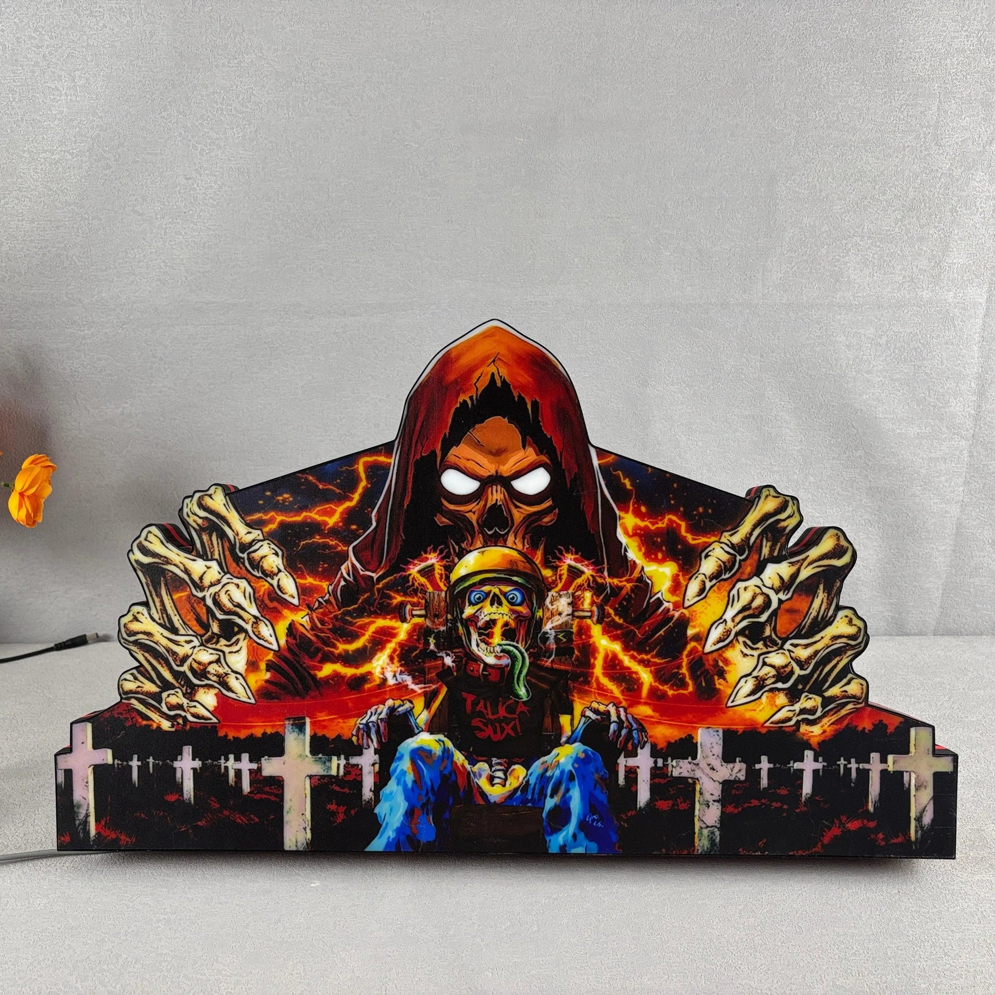 Metallica Remastered Sparky Pinball Topper 3D Printed Lightbox USB plug Dimmer, Pinball Arcade Decor, Perfect for Game Room or Pinball Machine FYLZGO Signs