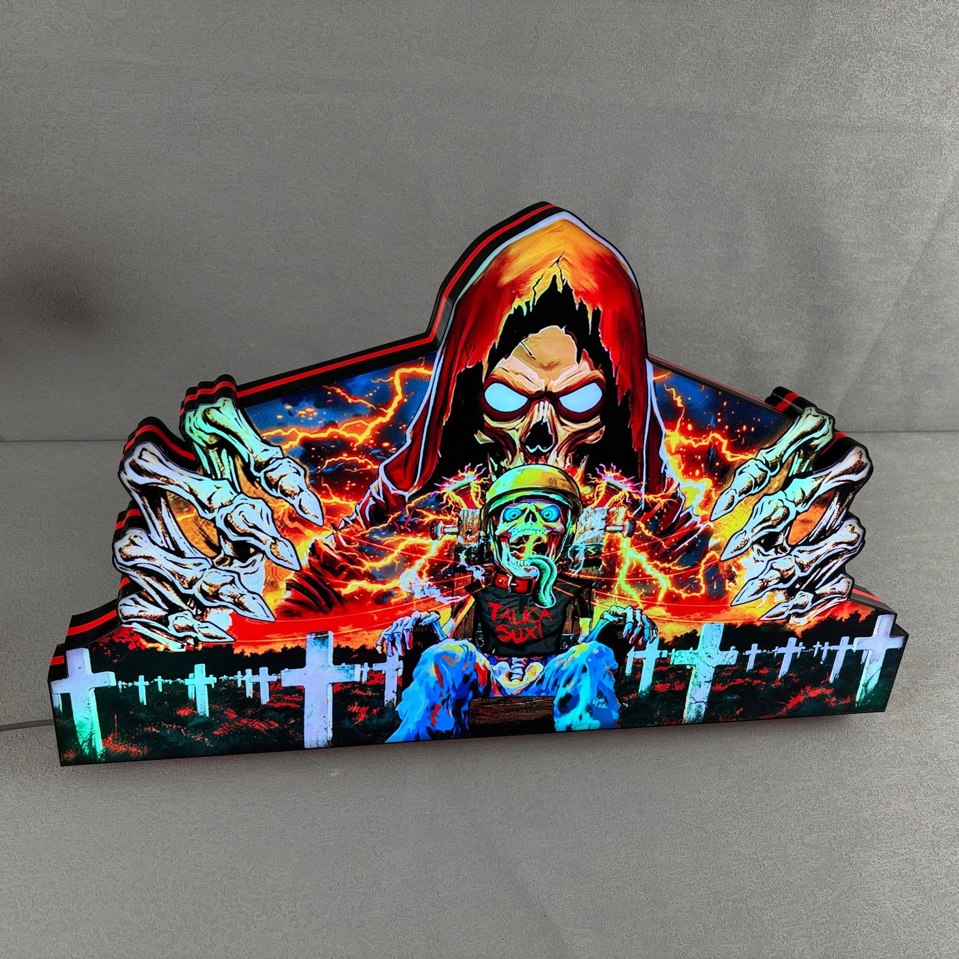 Metallica Remastered Sparky Pinball Topper 3D Printed Lightbox USB plug Dimmer, Pinball Arcade Decor, Perfect for Game Room or Pinball Machine FYLZGO Signs