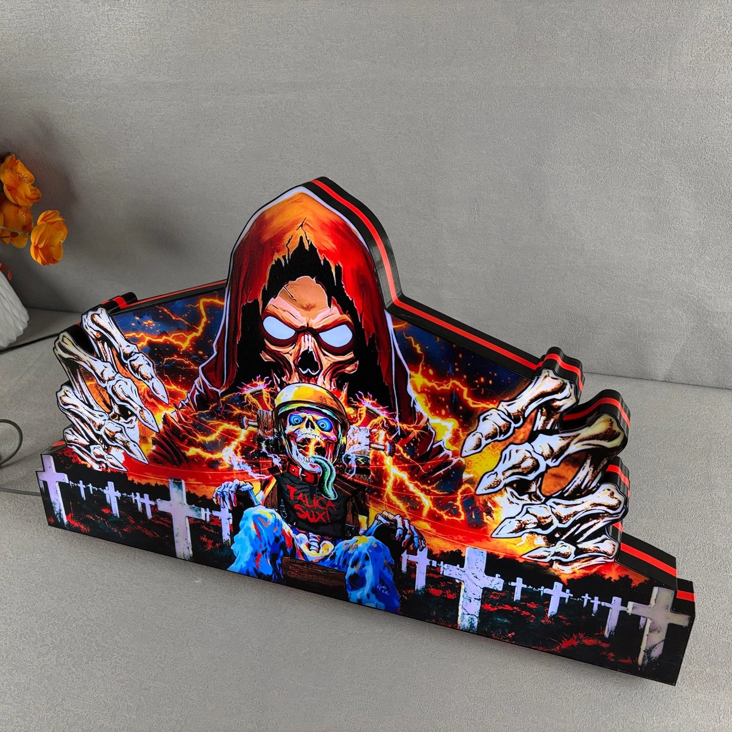 Metallica Remastered Sparky Pinball Topper 3D Printed Lightbox USB plug Dimmer, Pinball Arcade Decor, Perfect for Game Room or Pinball Machine FYLZGO Signs
