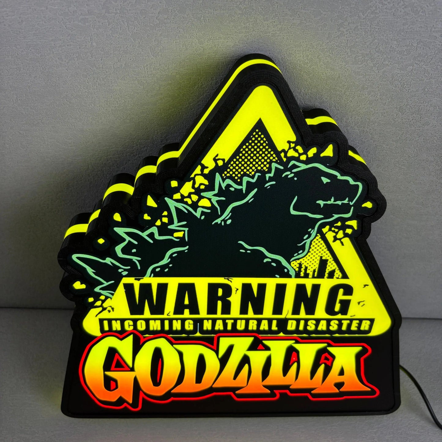 Godzilla Warning Pinball Topper LED Light Box Arcade Game Lightbox FYLZGO Signs