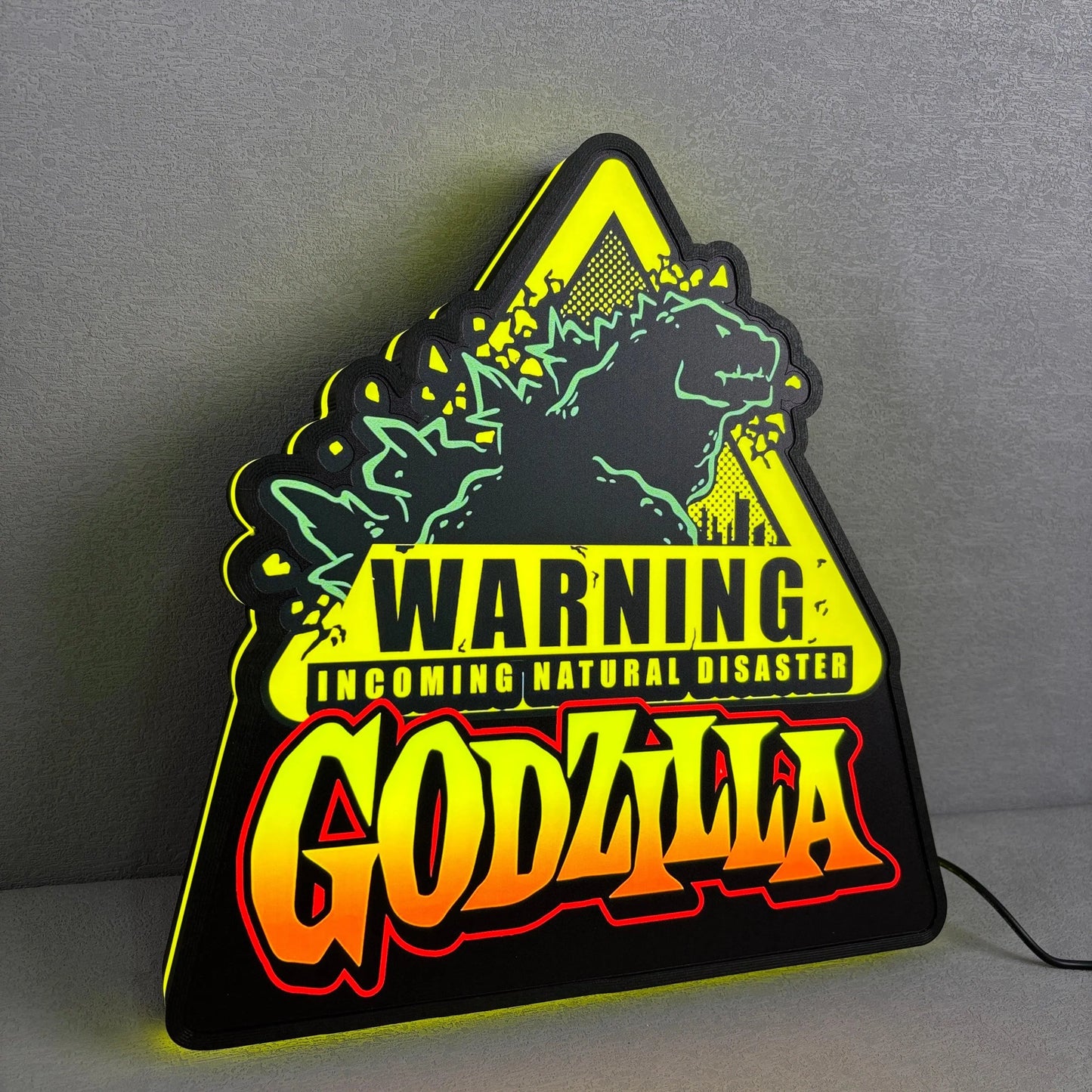 Godzilla Warning Pinball Topper LED Light Box Arcade Game Lightbox FYLZGO Signs