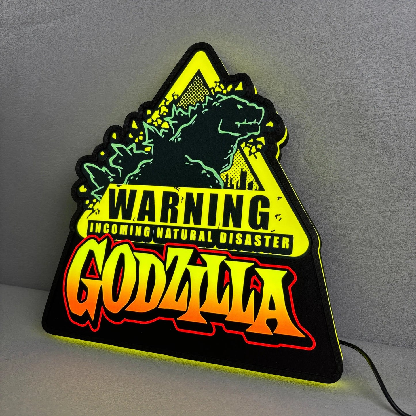 Godzilla Warning Pinball Topper LED Light Box Arcade Game Lightbox FYLZGO Signs