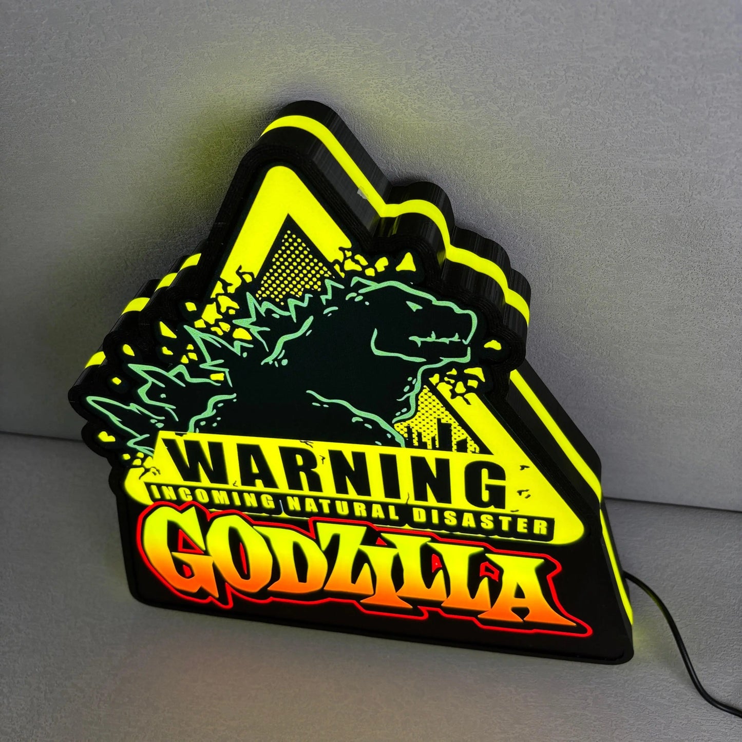Godzilla Warning Pinball Topper LED Light Box Arcade Game Lightbox FYLZGO Signs