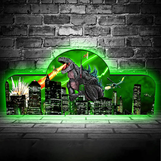 Godzilla Pinball Topper 3D Printed LED Lightbox for Godzilla 1998 in Madison Square Garden Fans, Pinball Arcade Decor, Perfect for Game Room or Pinball Machine FYLZGO Signs