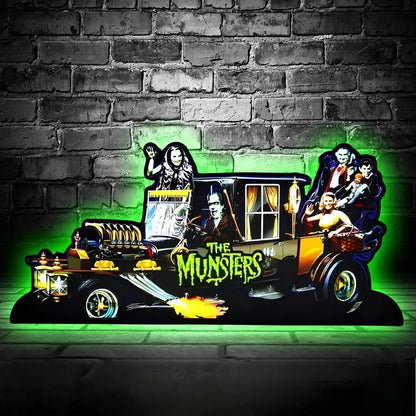 The Munsters Pinball Topper LED Light Box, for Stern Pinball Mahince, Game Room Decor, Classic Spooky Trinket for Your Game, TV Enthusiasts FYLZGO Signs