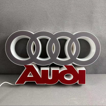 Audi LED Logo Lamp High-Quality Car Decor Great Gift for Audi Enthusiasts FYLZGO Signs