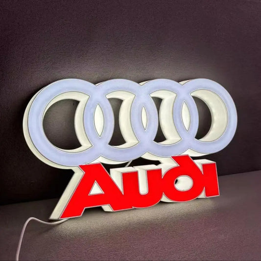 Audi LED Logo Lamp High-Quality Car Decor Great Gift for Audi Enthusiasts FYLZGO Signs