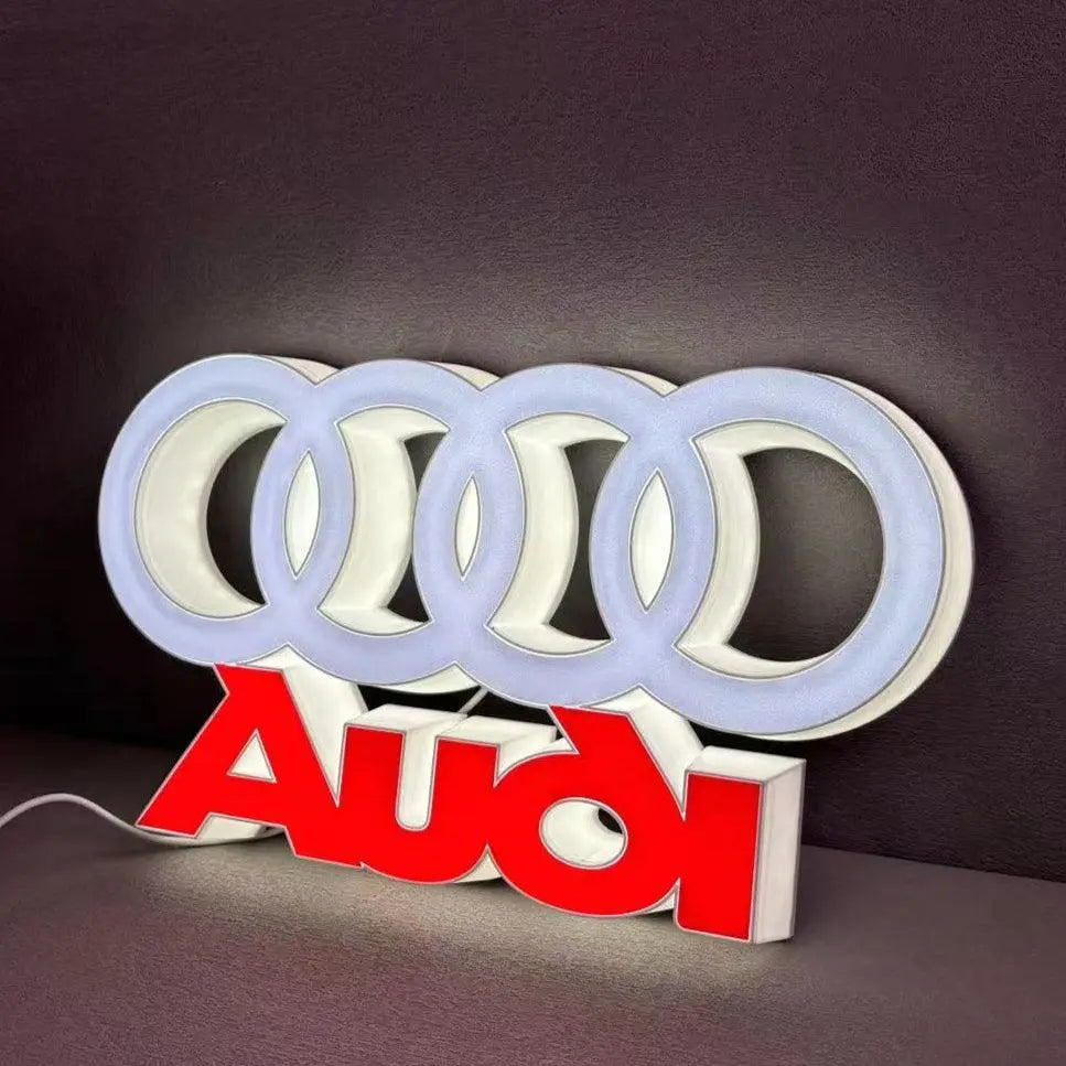 Audi LED Logo Lamp High-Quality Car Decor Great Gift for Audi Enthusiasts FYLZGO Signs