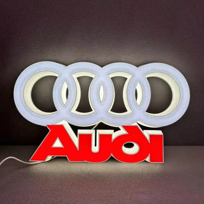 Audi LED Logo Lamp High-Quality Car Decor Great Gift for Audi Enthusiasts FYLZGO Signs