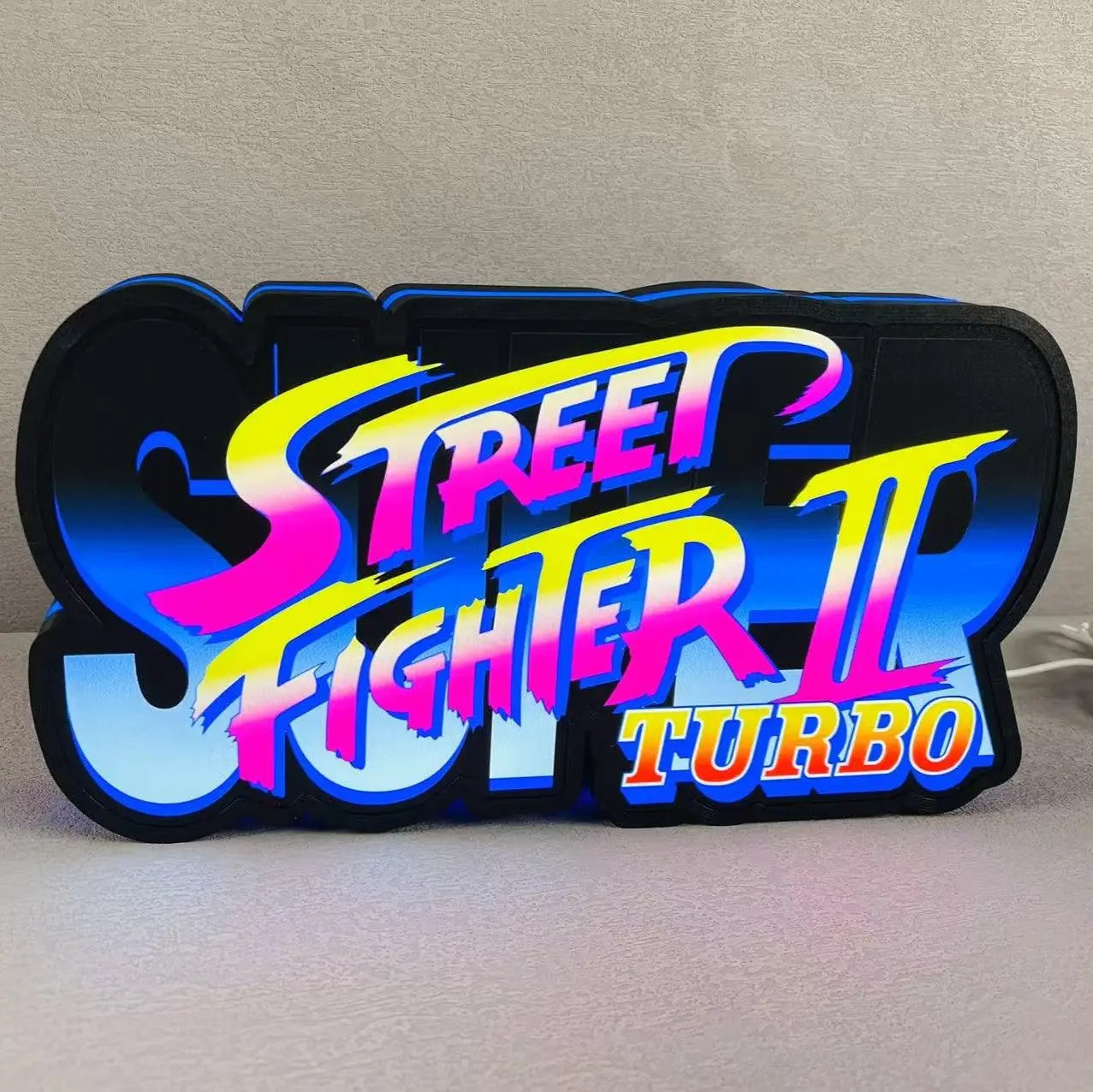 Street Fighter II Turbo 3D Printed LED Lightbox for Gaming Room Decor FYLZGO Signs