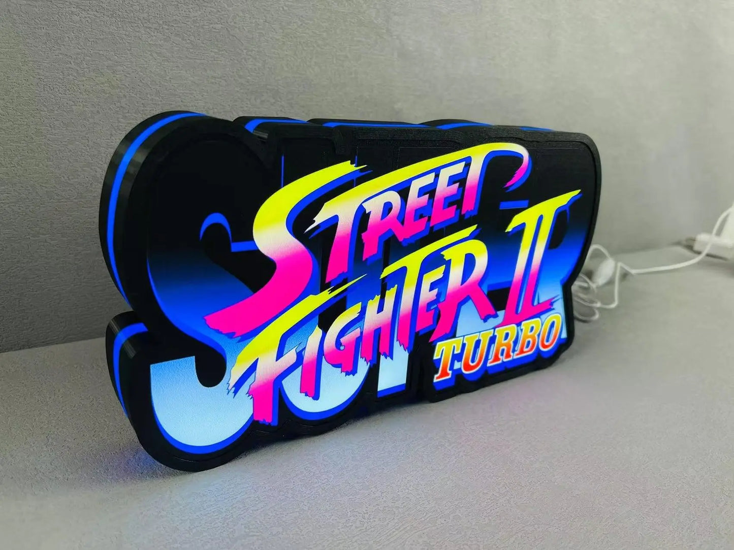 Street Fighter II Turbo 3D Printed LED Lightbox for Gaming Room Decor FYLZGO Signs