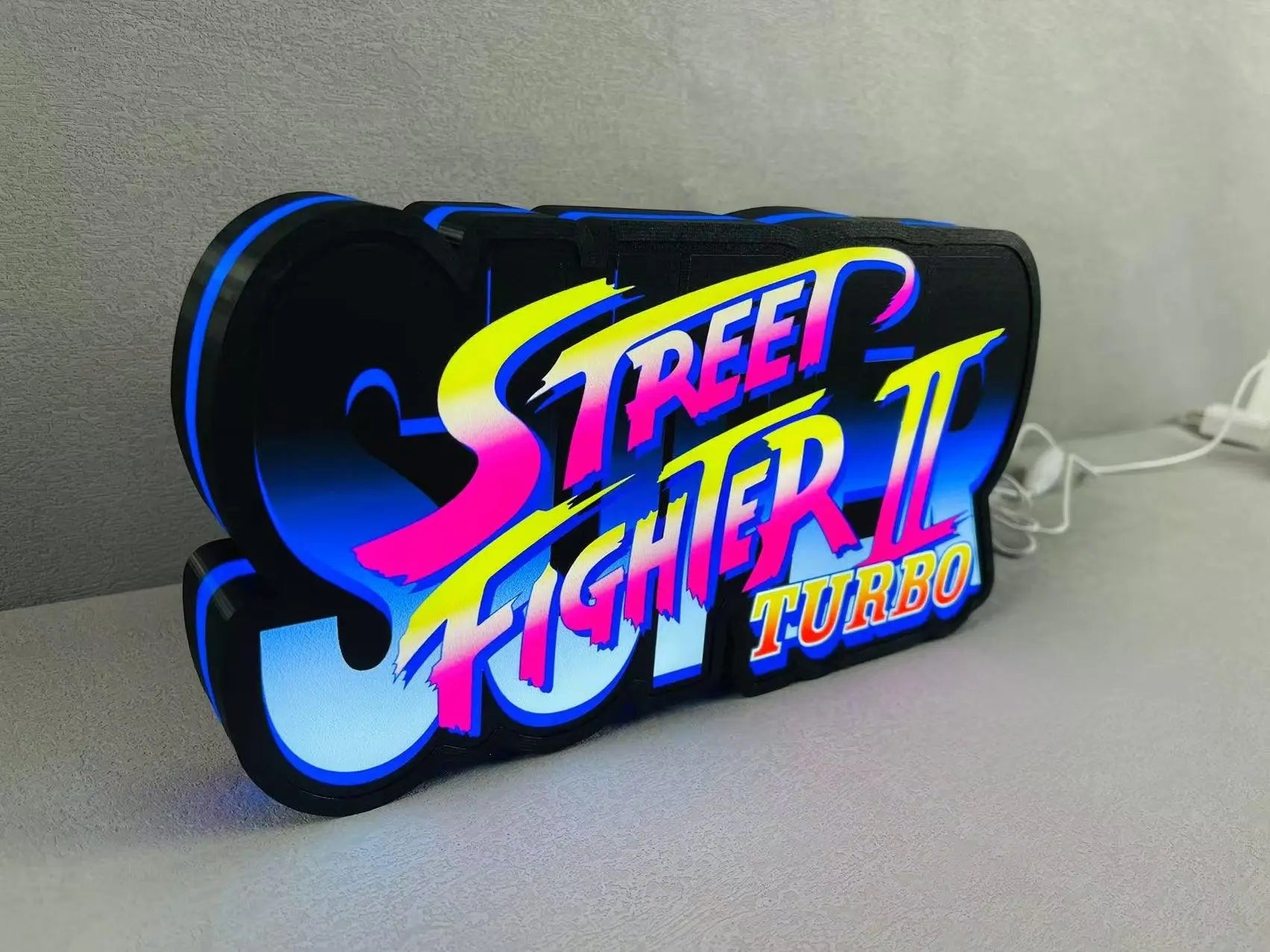 Street Fighter II Turbo 3D Printed LED Lightbox for Gaming Room Decor FYLZGO Signs
