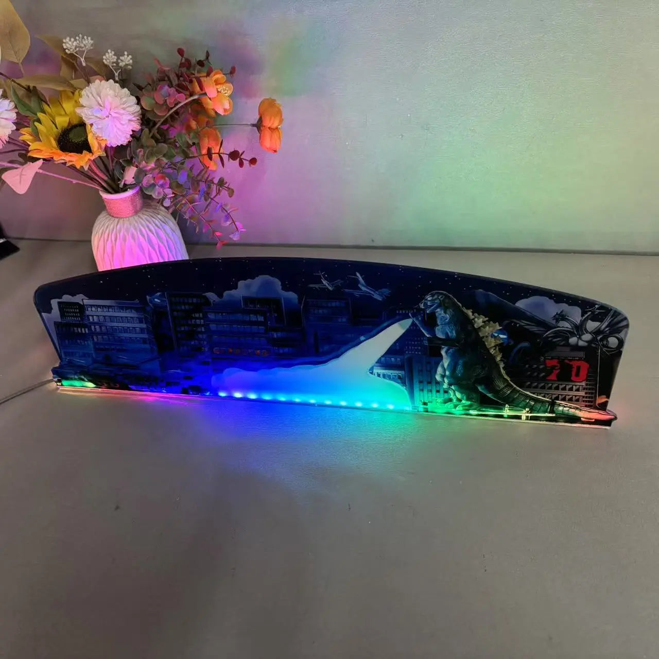 Godzilla 70th Anniversary Pinball Acrylic LED Topper, for Pinball Machine, Pinball Topper FYLZGO Signs