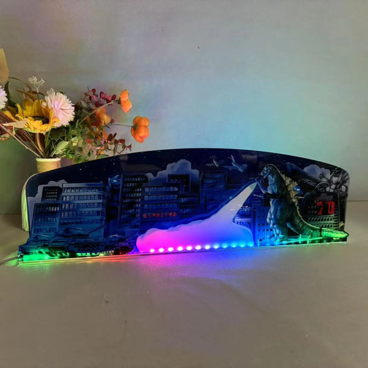 Godzilla 70th Anniversary Pinball Acrylic LED Topper, for Pinball Machine, Pinball Topper FYLZGO Signs