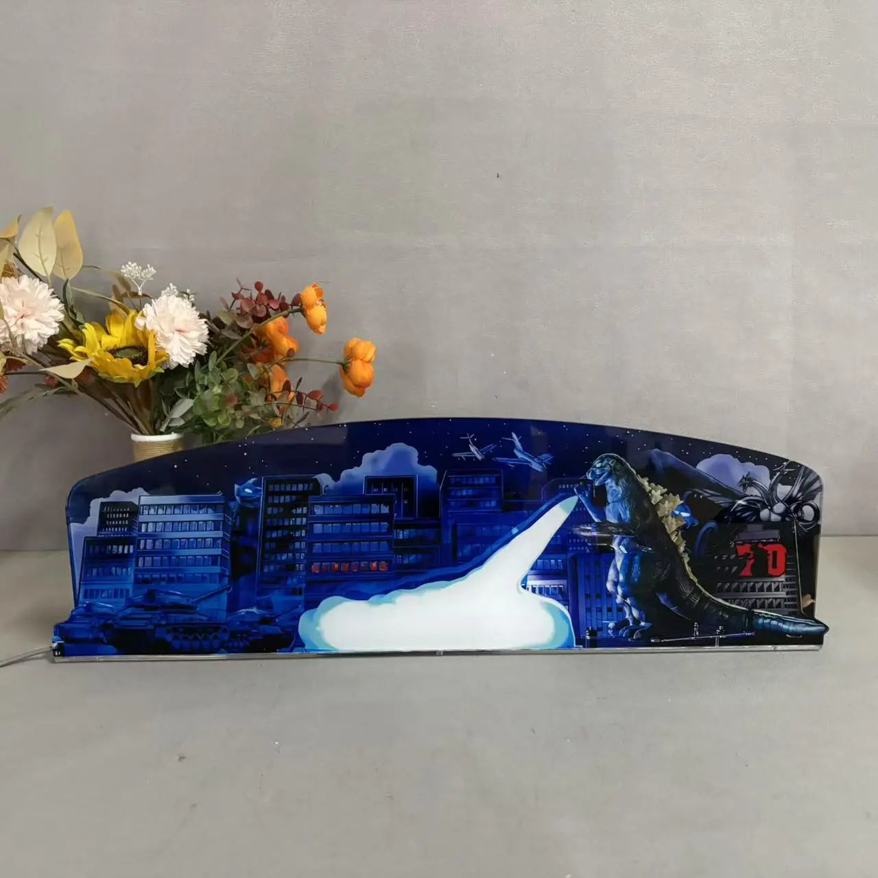 Godzilla 70th Anniversary Pinball Acrylic LED Topper, for Pinball Machine, Pinball Topper FYLZGO Signs